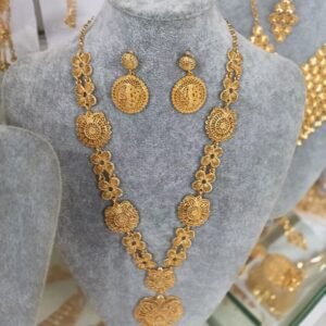 Botswana Luxury Gold Plated Jewelry Set Copper Base Wedding Necklace Earrings Ring Bracelet Suites