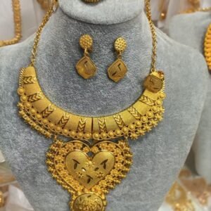 Ethiopia Classic Gold Plated Jewelry Set Women's Bridal Necklace Earring Bracelet Ring Set African
