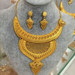 Uganda Gold Color Jewelry Set Copper Base Necklace Earrings Ring Set for Wedding Party Engagement