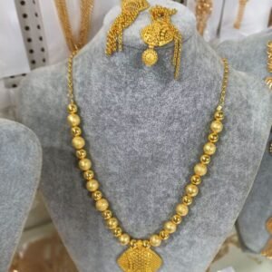 Congo Fashion Gold Plated Jewelry Set for Women Big Flower Design Necklace Earrings Ring Set Style